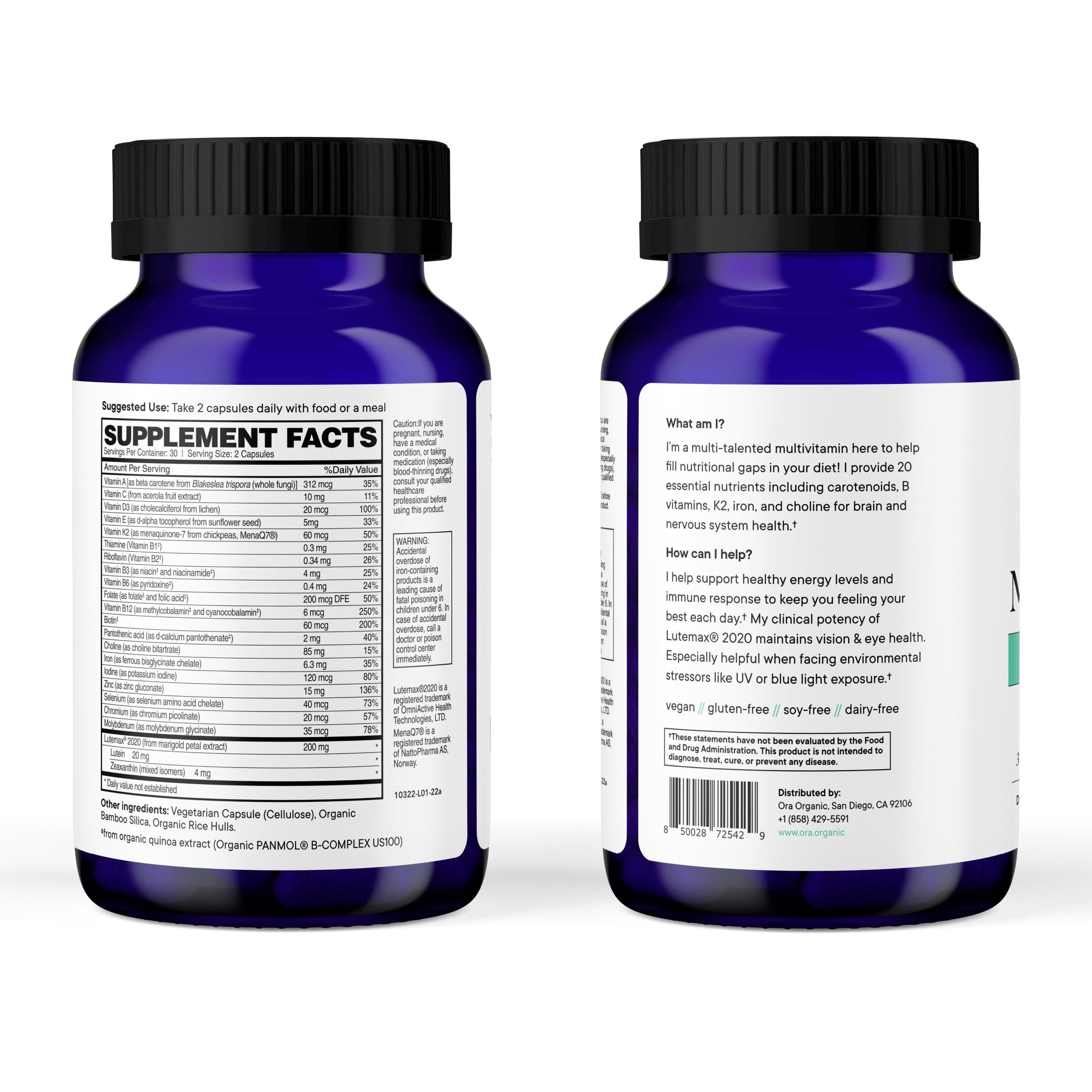 Ora Organic Modern Multi Multivitamin displayed on a wooden table