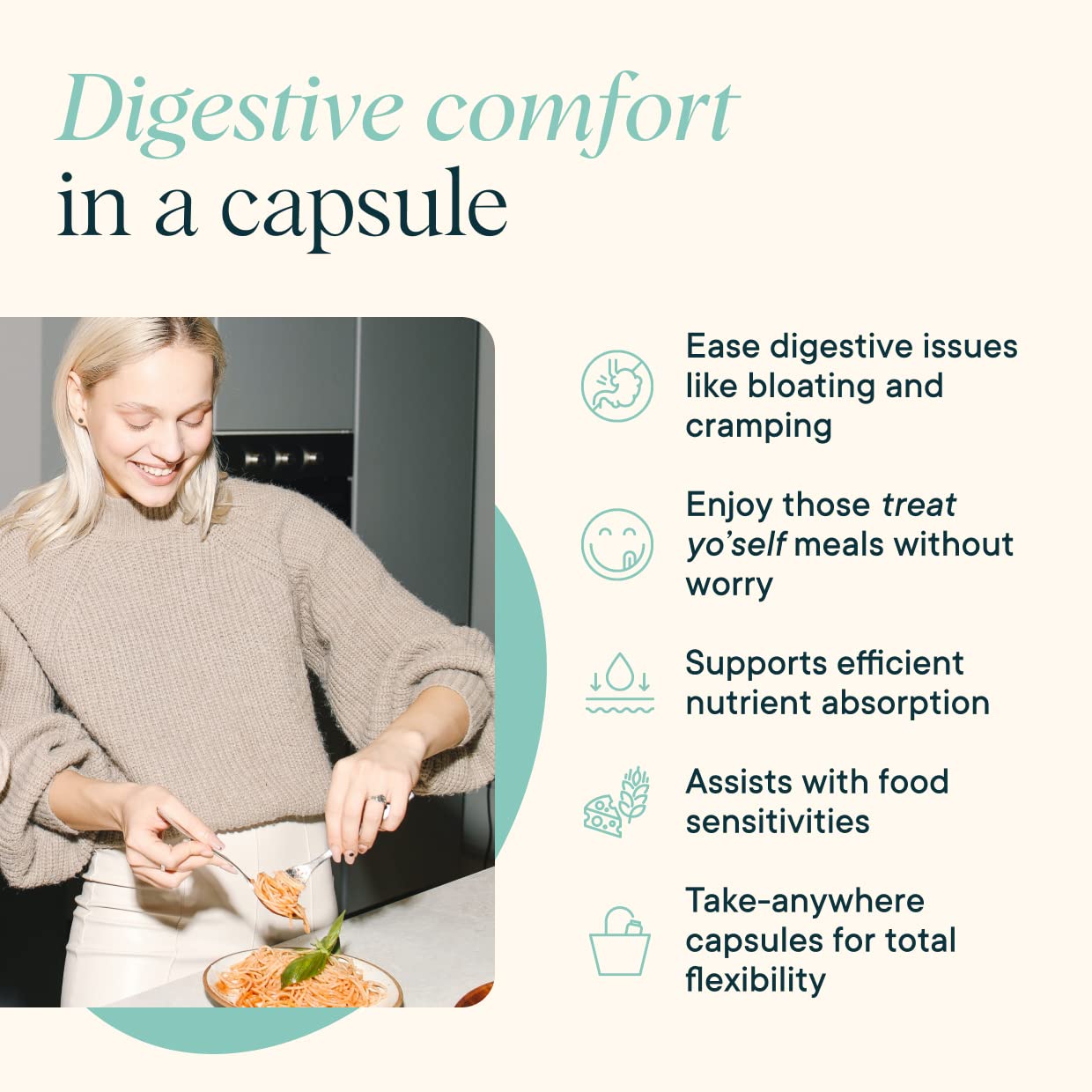 Ora Organic Multi-Enzyme Supplement capsules in hand