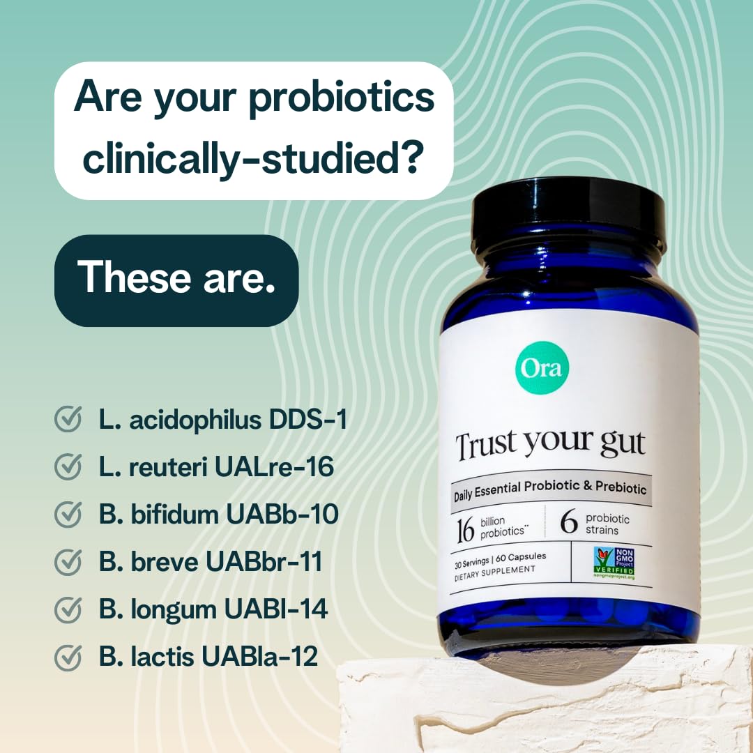 Ora Organic Probiotic Supplement side view of bottle