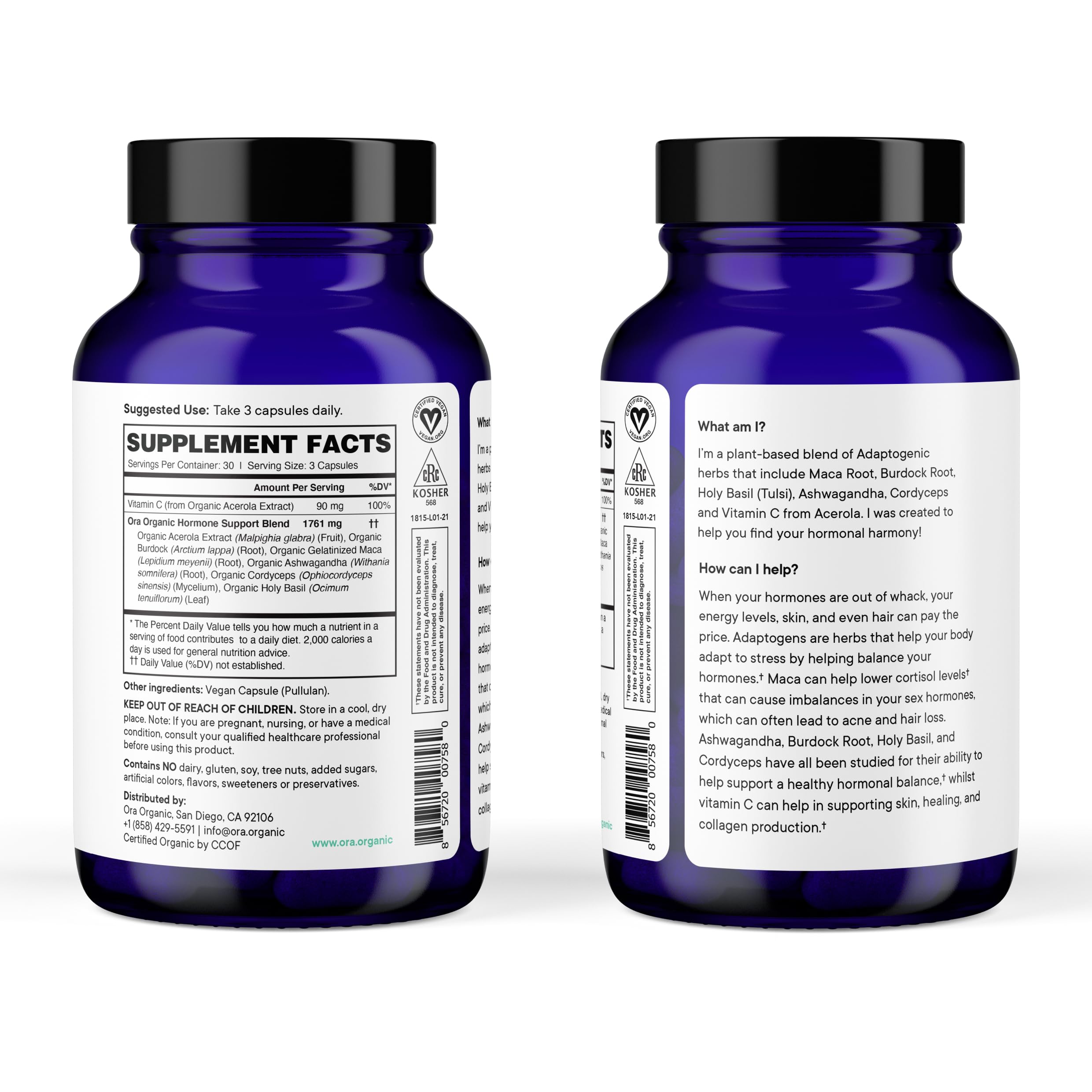 Ora Organic Support Capsules 222g with a measuring spoon