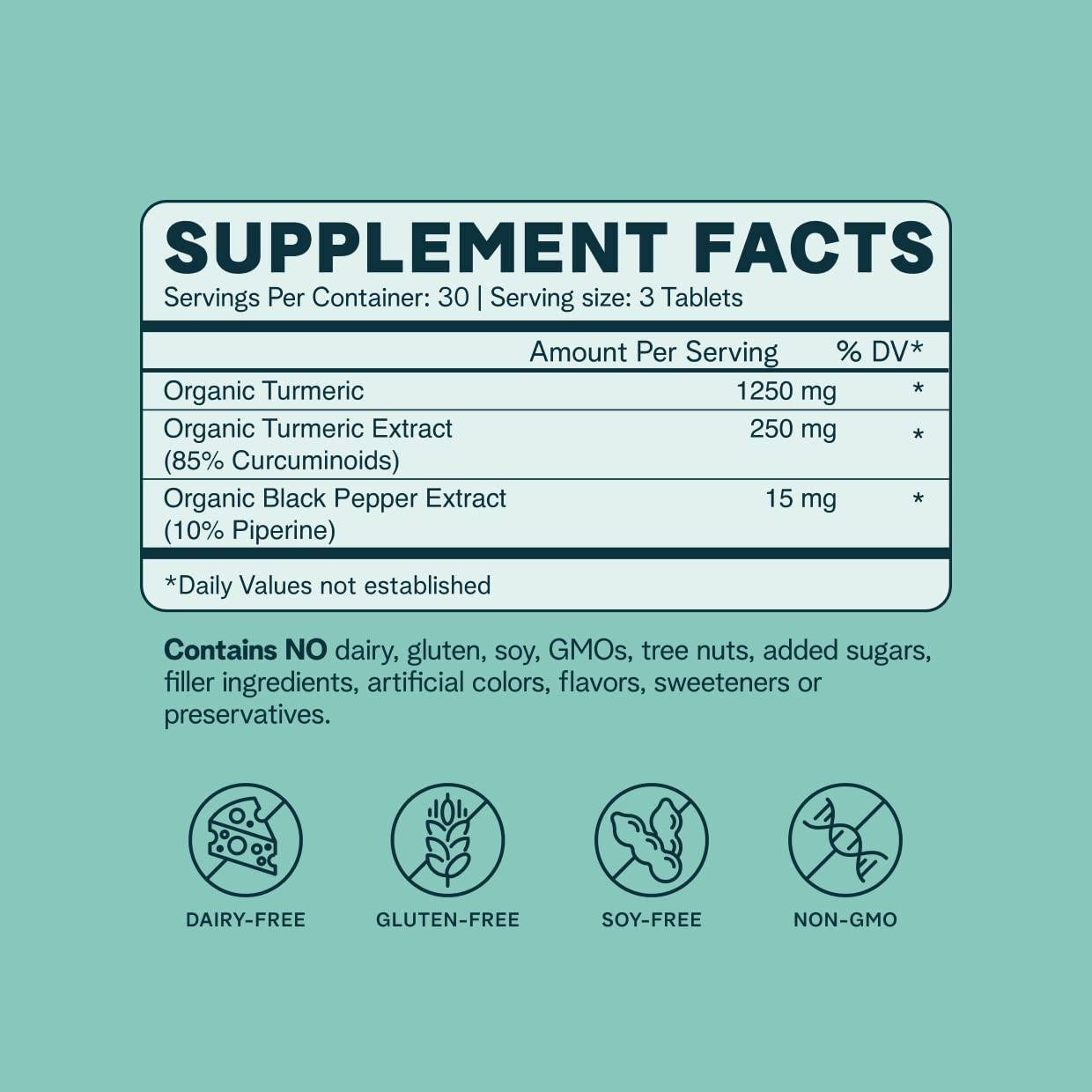 Ora Organic Turmeric Curcumin Supplement 1500mg side view