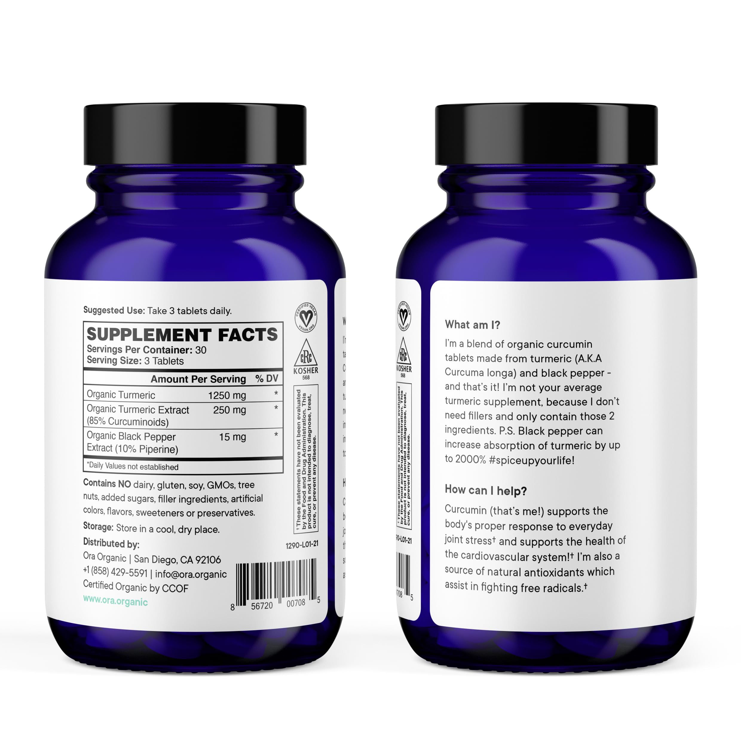 Ora Organic Turmeric Curcumin Supplement 1500mg tablet close-up