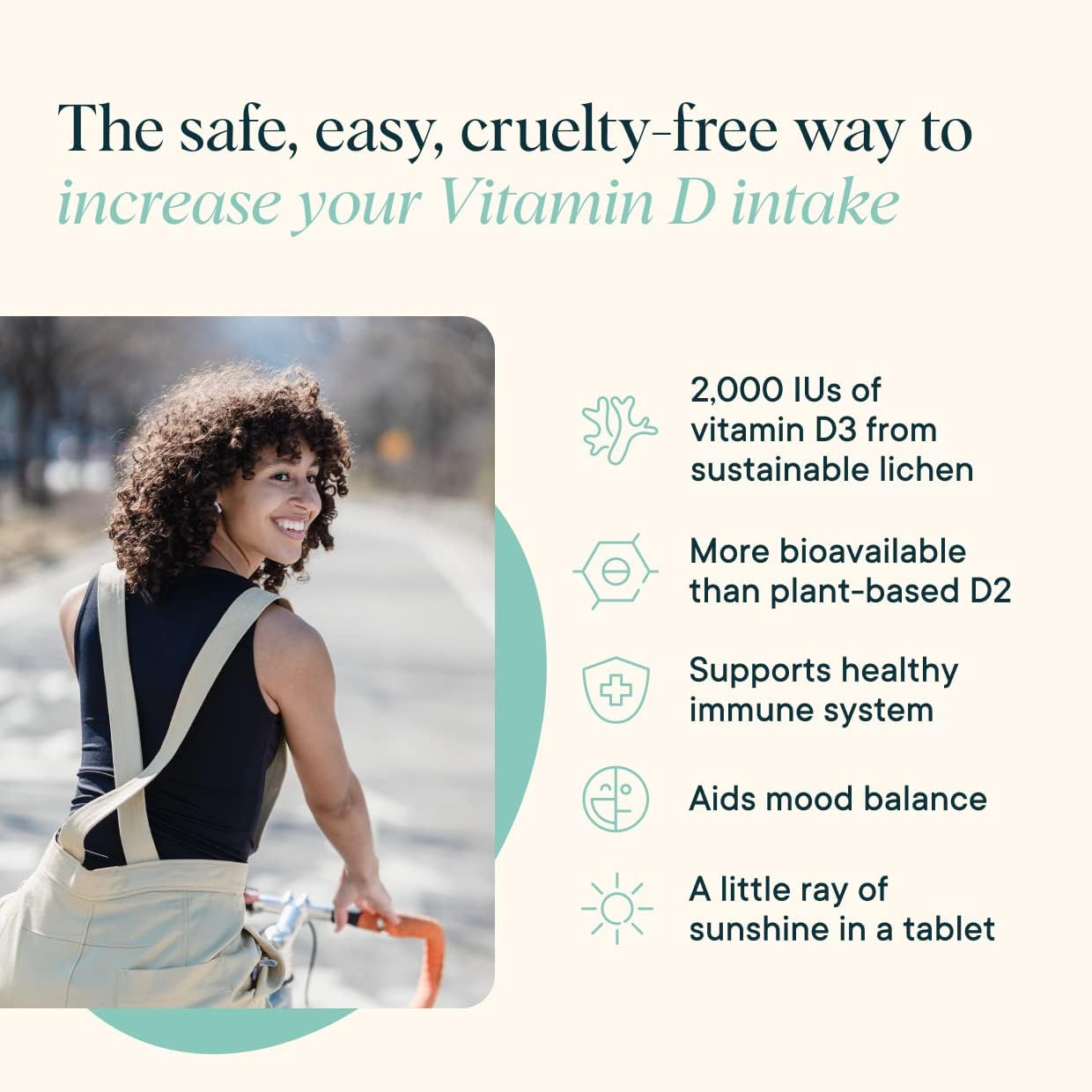 Ora Organic Vegan Vitamin D3 Chewables 2000 IU on a wooden table