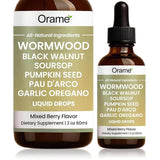 Orame Wormwood Gut Cleanse Liquid Drops front view with dropper