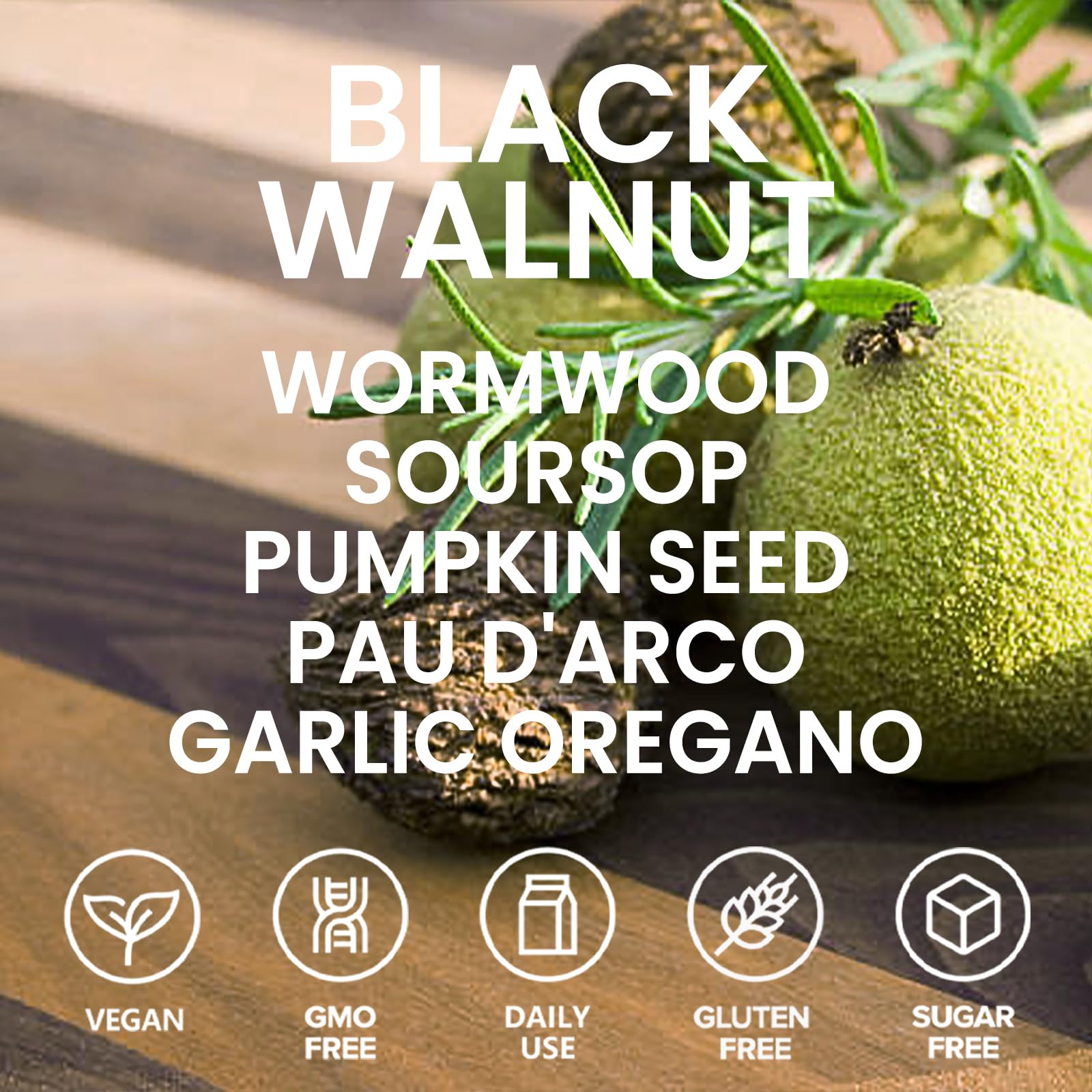 Orame Wormwood Gut Cleanse Liquid Drops on a wooden table