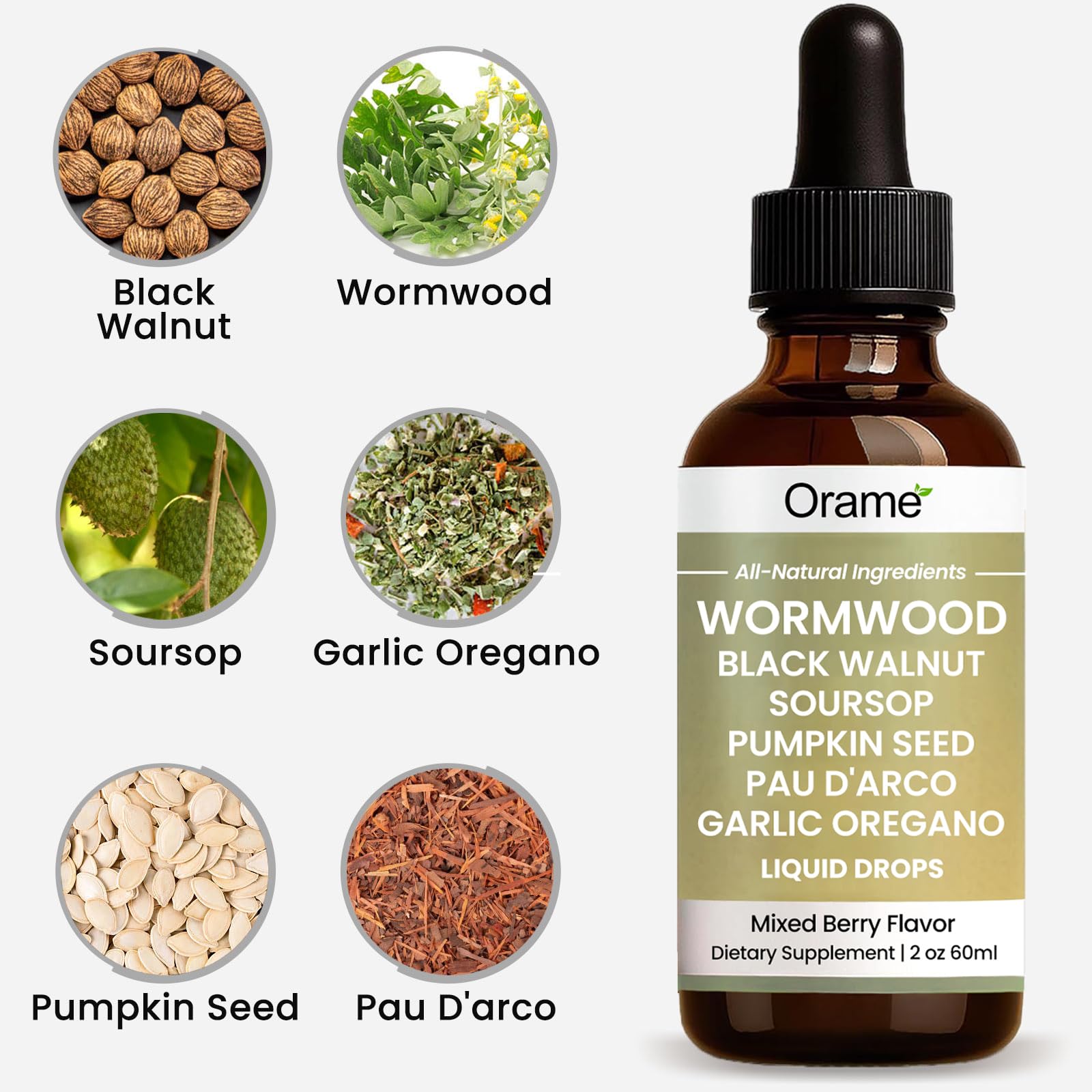 Orame Wormwood Gut Cleanse Liquid Drops packaging side view
