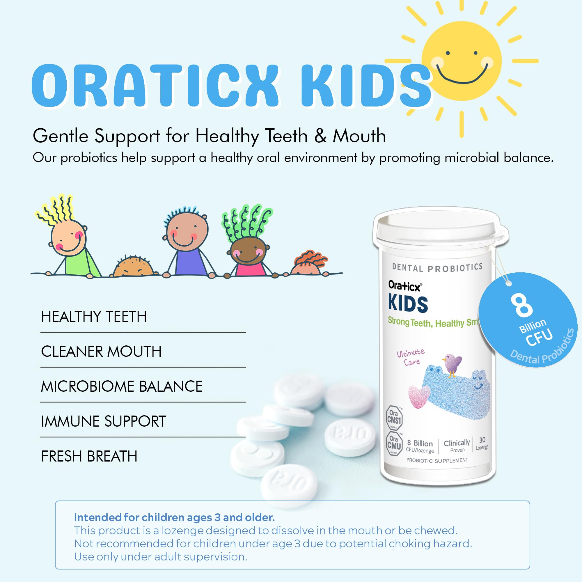 OraTicx Probiotic Tablets dissolvable tablet close-up