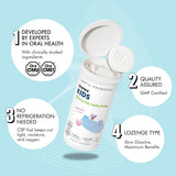 OraTicx Probiotic Tablets side view with dosage information