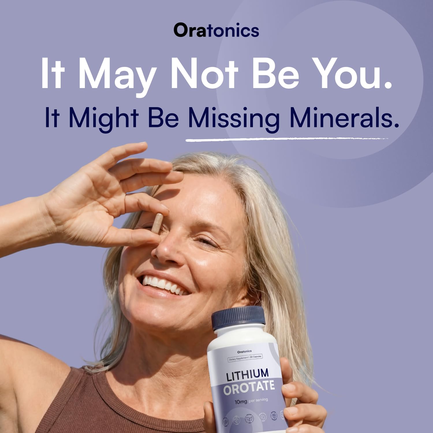 ORATONICS Lithium Orotate supplement bottle with a measuring spoon