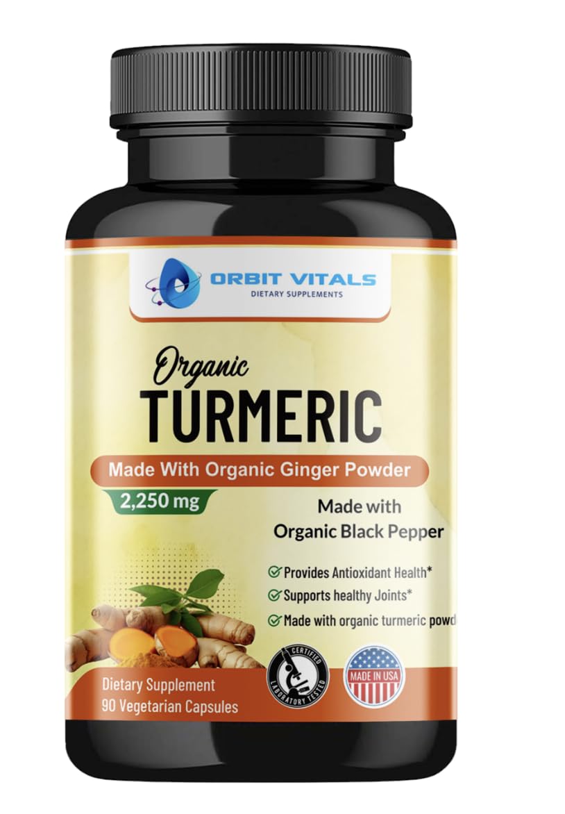 Orbit Vitals Organic Turmeric Capsules front view with packaging