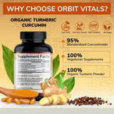 Orbit Vitals Organic Turmeric Capsules open bottle showing capsules