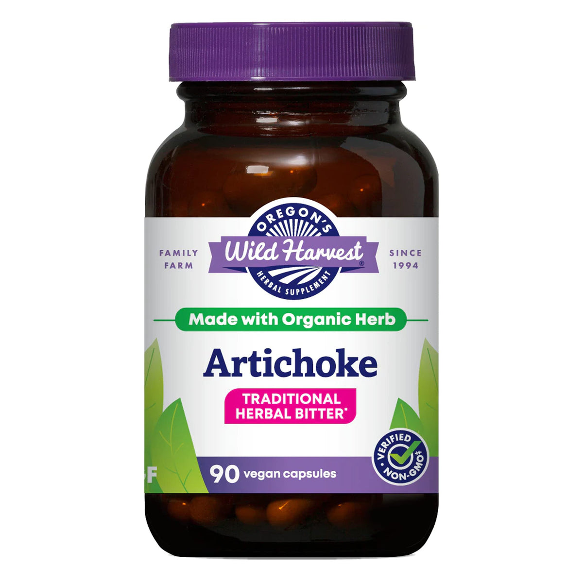 Oregon's Wild Harvest Artichoke Capsules front view with packaging
