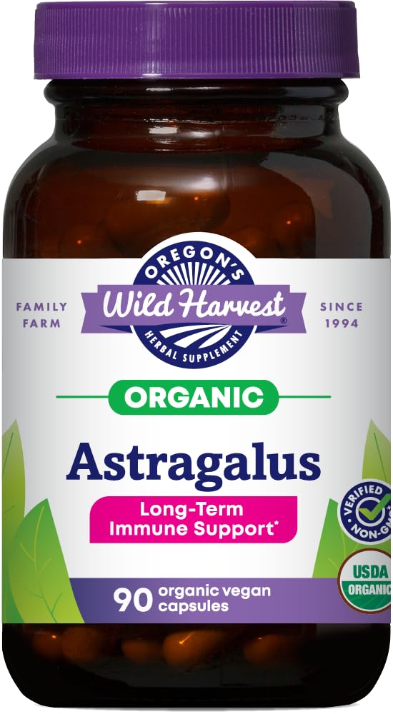 Oregon's Wild Harvest Astragalus Root Capsules 1125mg front view
