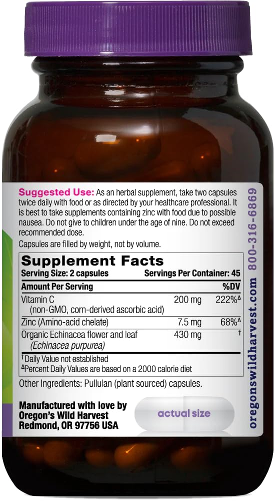 Oregon's Wild Harvest Echinacea 90 Vcaps side view