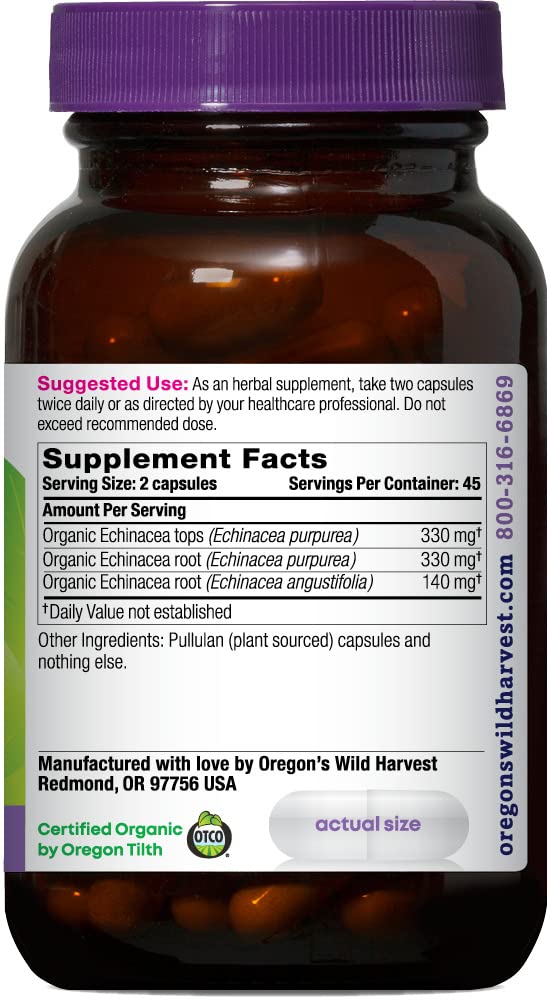 Oregon's Wild Harvest Echinacea bottle side view