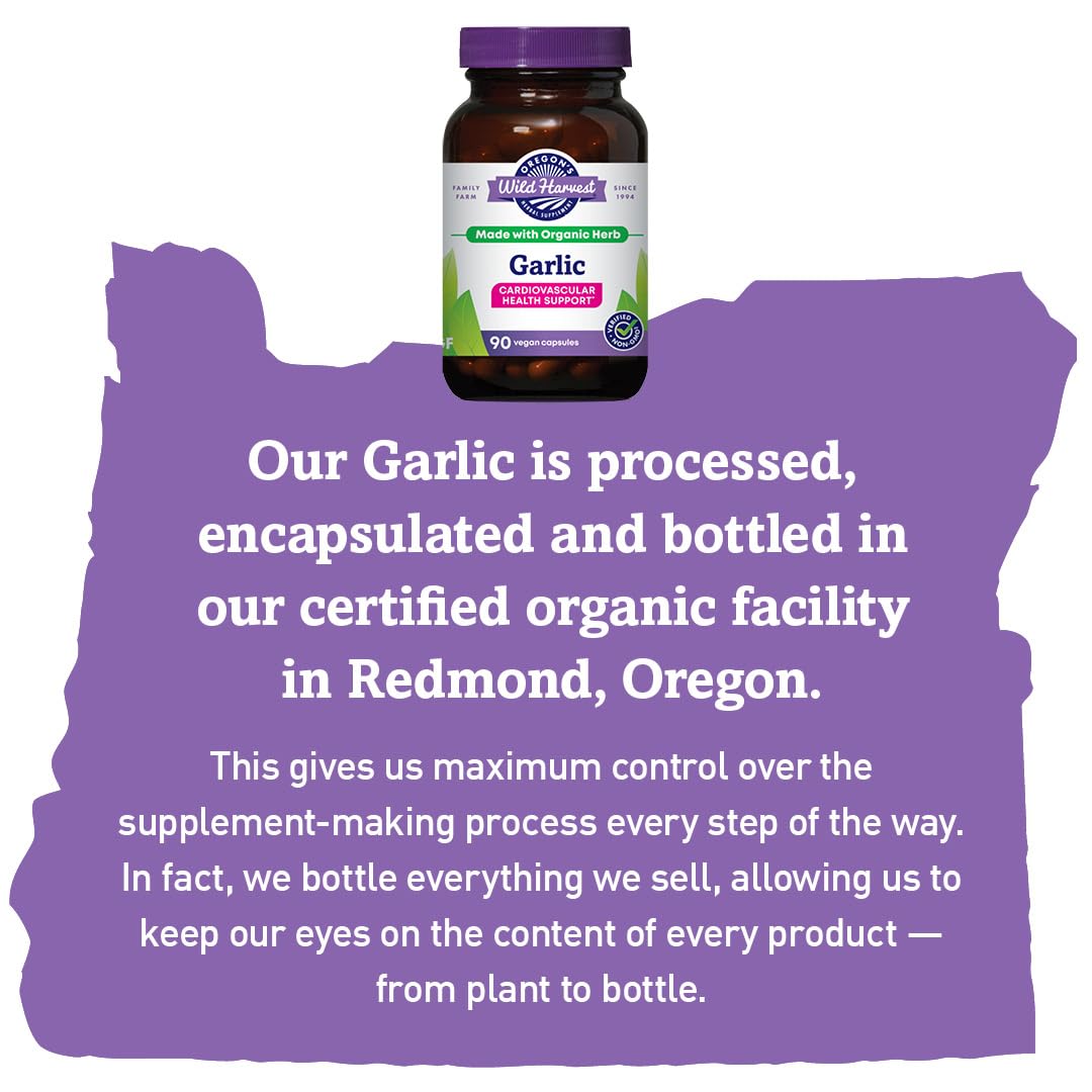 Oregon's Wild Harvest Garlic Capsules with a natural background