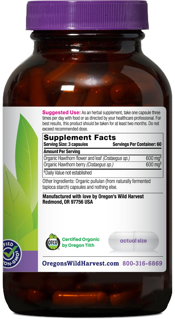 Oregon's Wild Harvest Hawthorn Organic Vegan Capsules side view