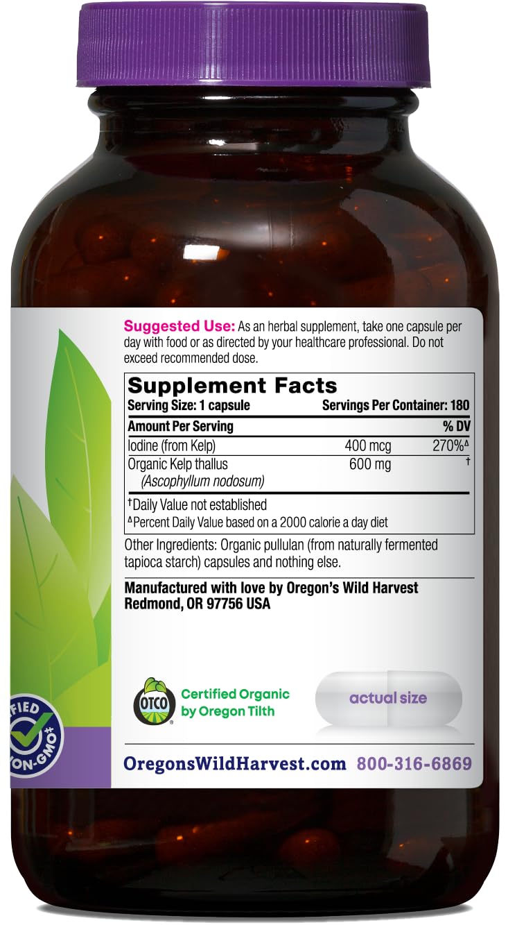 Oregon's Wild Harvest Kelp Herbal Supplement 340g side view