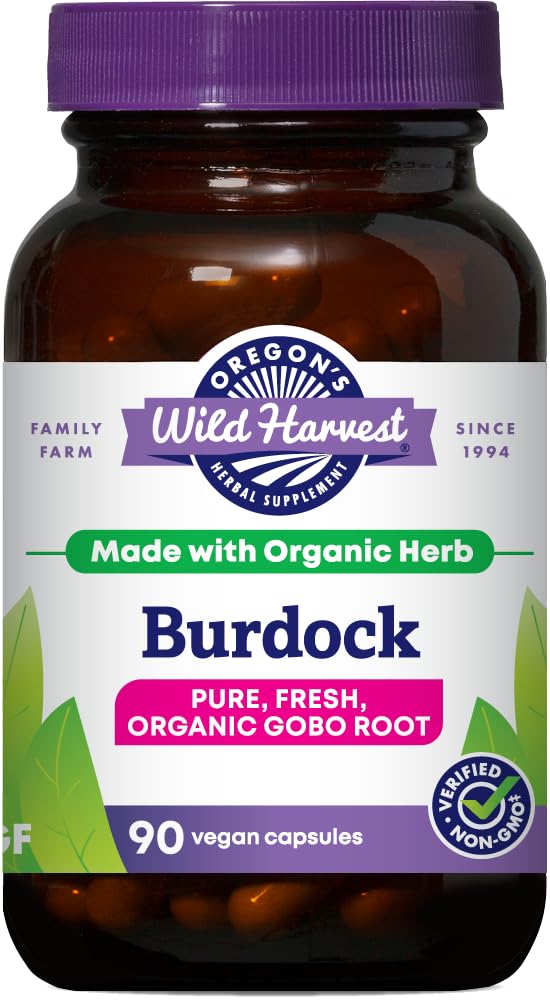 Oregon's Wild Harvest Organic Burdock Root 90 capsules front view