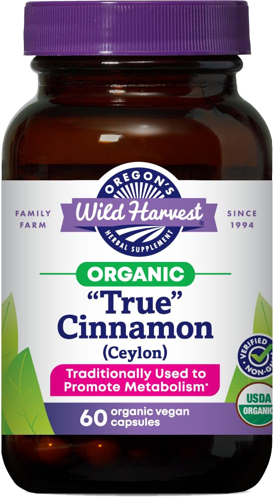 Oregon's Wild Harvest Organic Ceylon Cinnamon Capsules front view