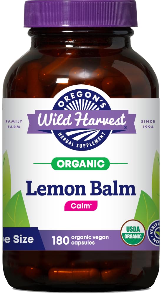Oregon's Wild Harvest Organic Lemon Balm 90ct vegan capsules front view