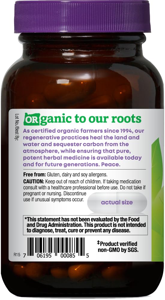 Oregon's Wild Harvest Organic Milk Thistle Capsules back view with ingredient details