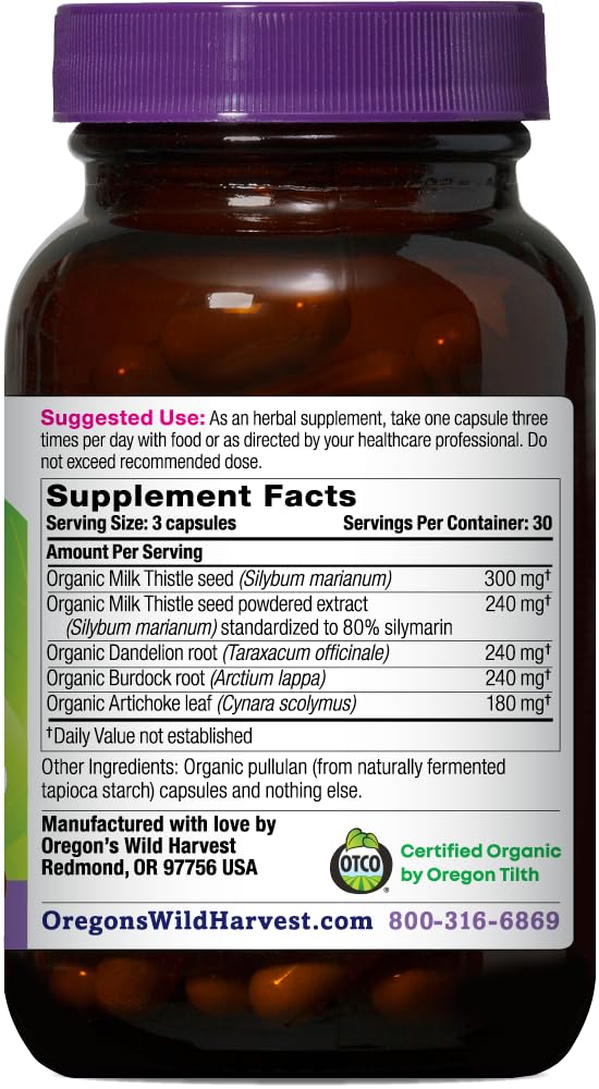 Oregon's Wild Harvest Organic Milk Thistle Capsules side view