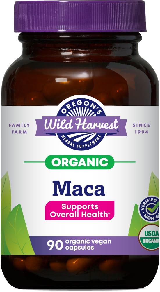 Oregon's Wild Harvest Organic Raw Maca Root Capsules front view