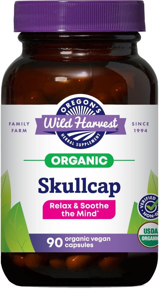 Oregon's Wild Harvest Organic Skullcap Tops 172g capsules front view