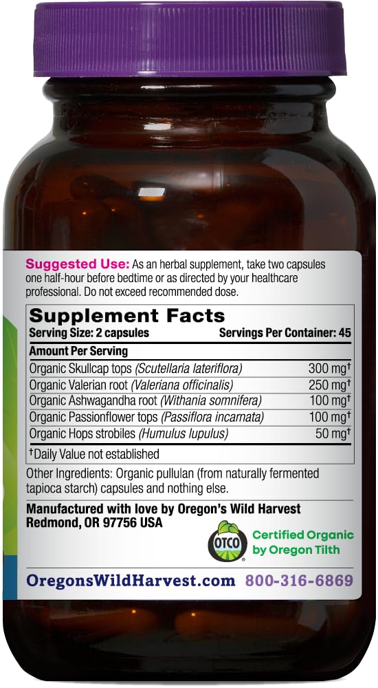 Oregon's Wild Harvest Organic Sleep Supplement bottle with label