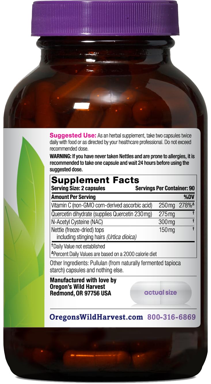 Oregon's Wild Harvest Quercetin bottle side view