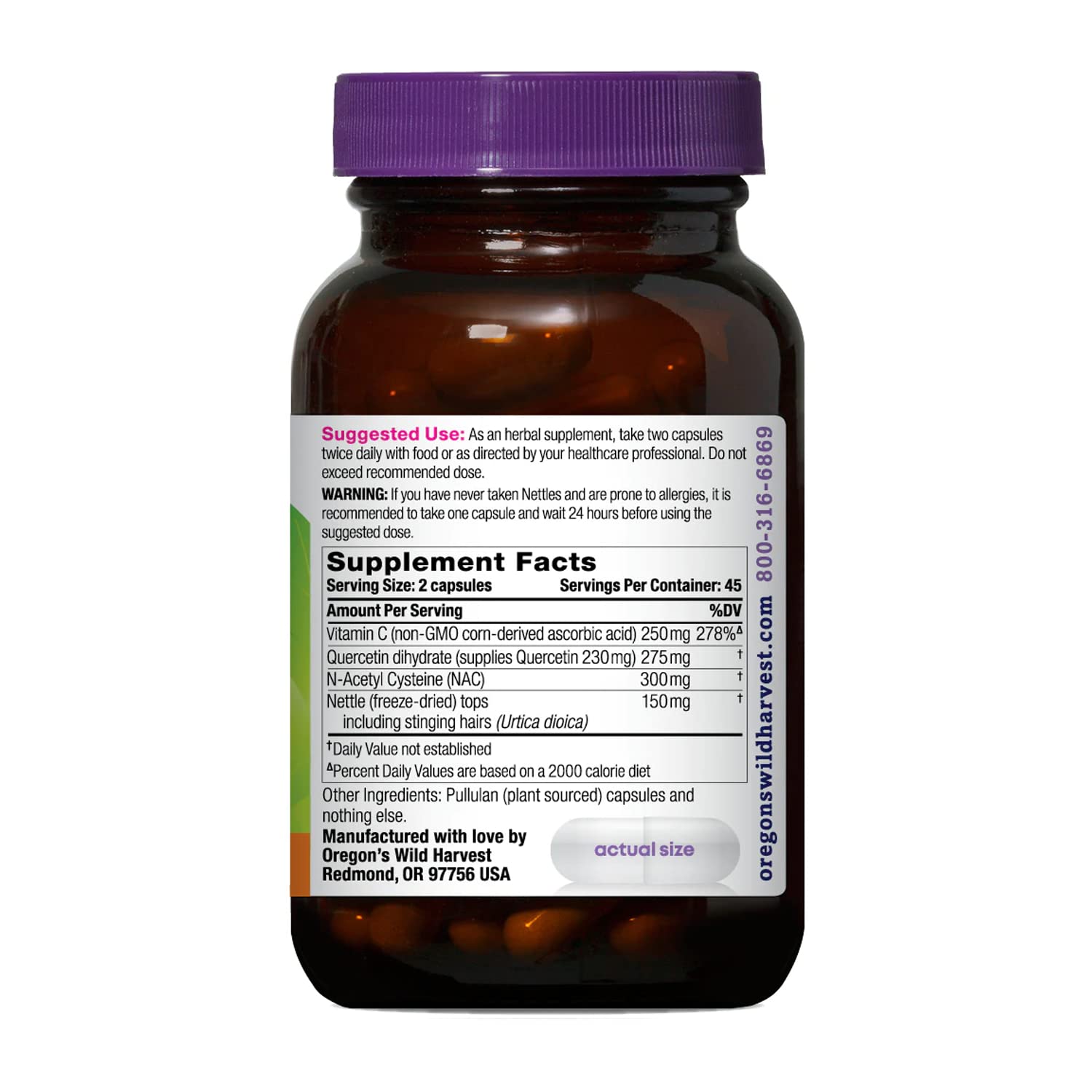 Oregon's Wild Harvest Quercetin bottle with label