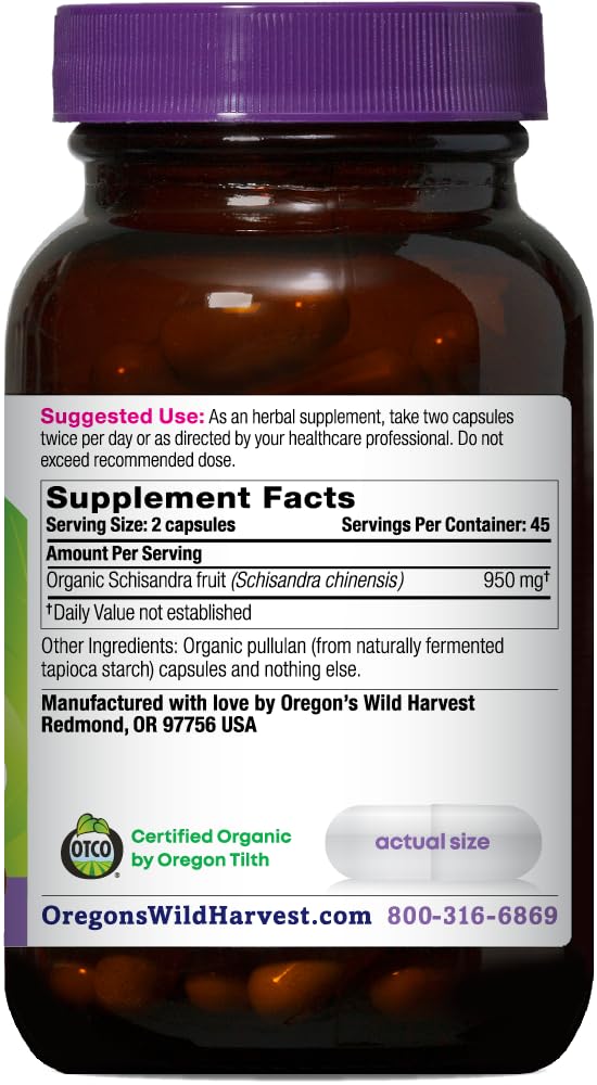Oregon's Wild Harvest Schisandra Fruit Capsules side view