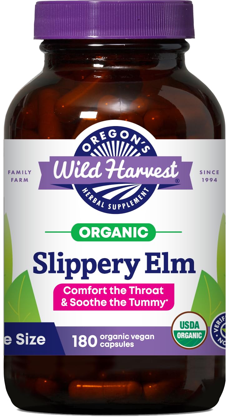 Oregon's Wild Harvest Slippery Elm Capsules bottle front view