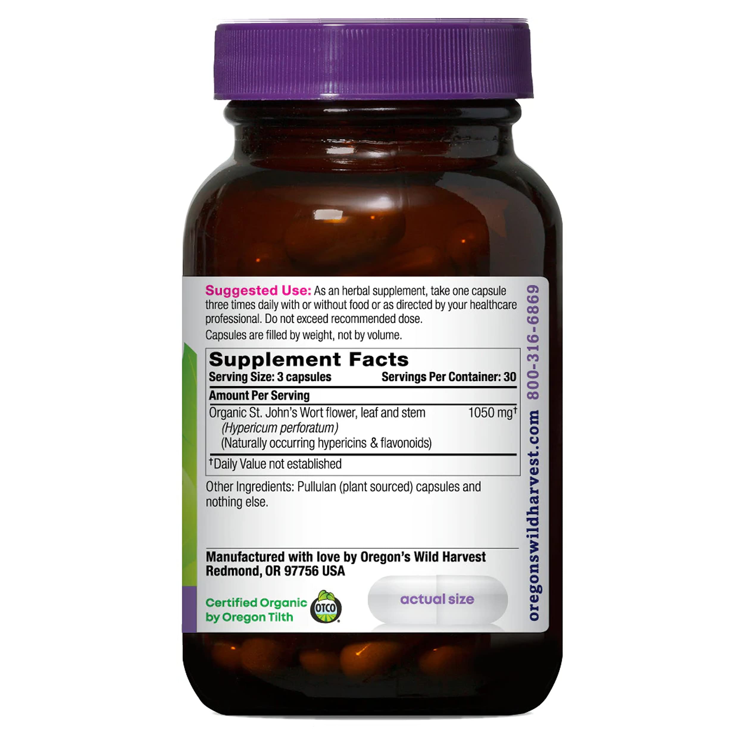 Oregon's Wild Harvest St. John's Wort supplement side view