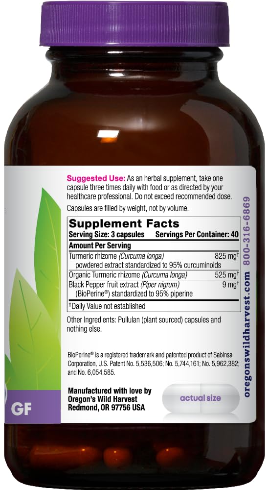 Oregon's Wild Harvest Turmeric bottle with label