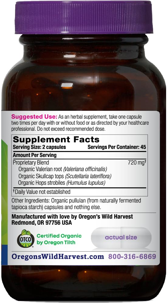 Oregon's Wild Harvest Valerian bottle side view