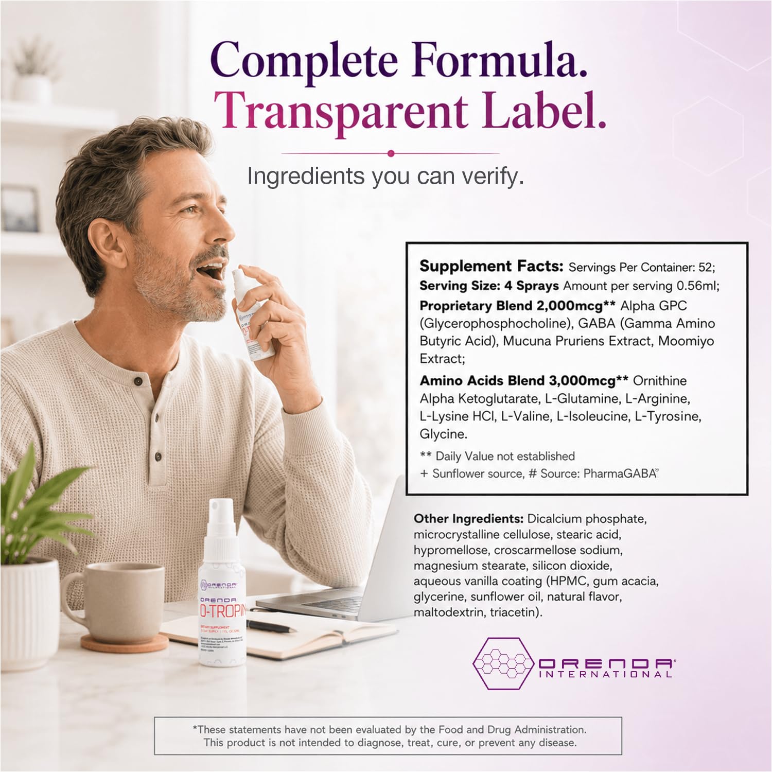 Orenda O-Tropin® Liposomal Spray 1 fl oz back view