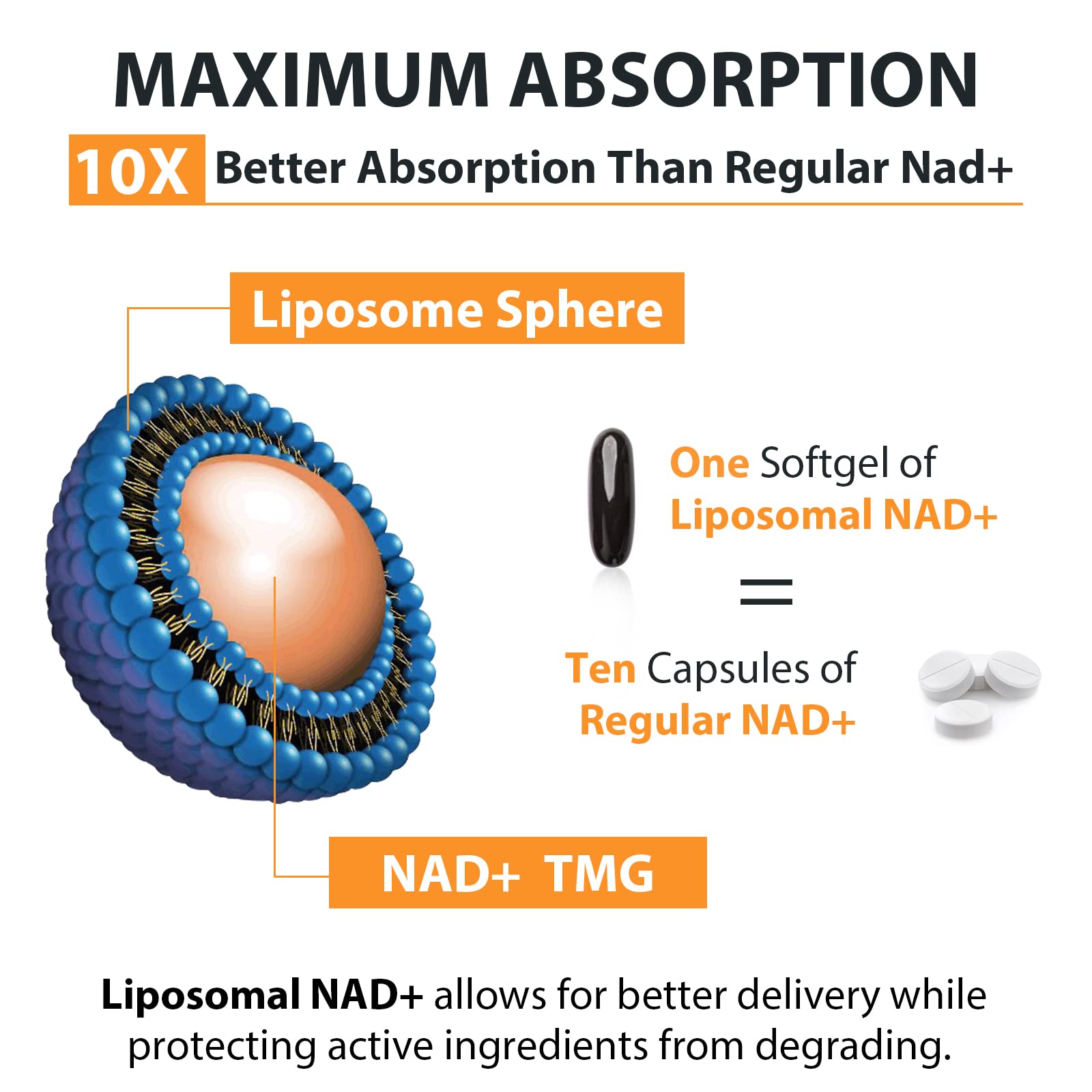 Orgabay Liposomal NAD+ Supplement 500 mg packaging