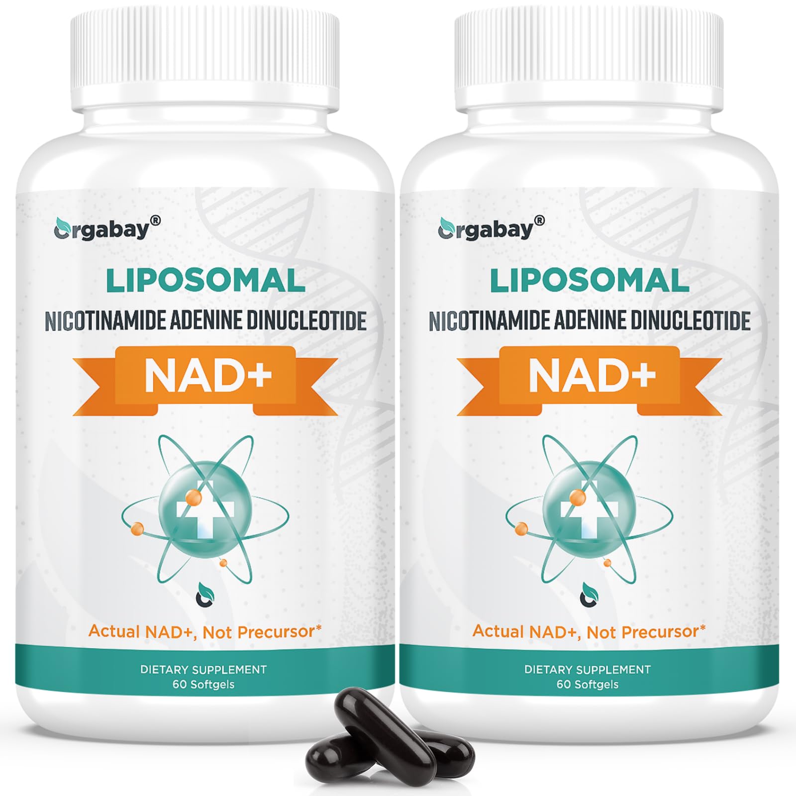 Orgabay Liposomal NAD+ Supplement 500mg front view packaging