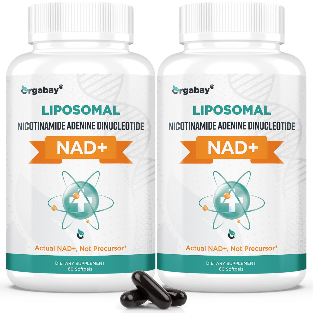 Orgabay Liposomal NAD+ Supplement 500mg front view packaging