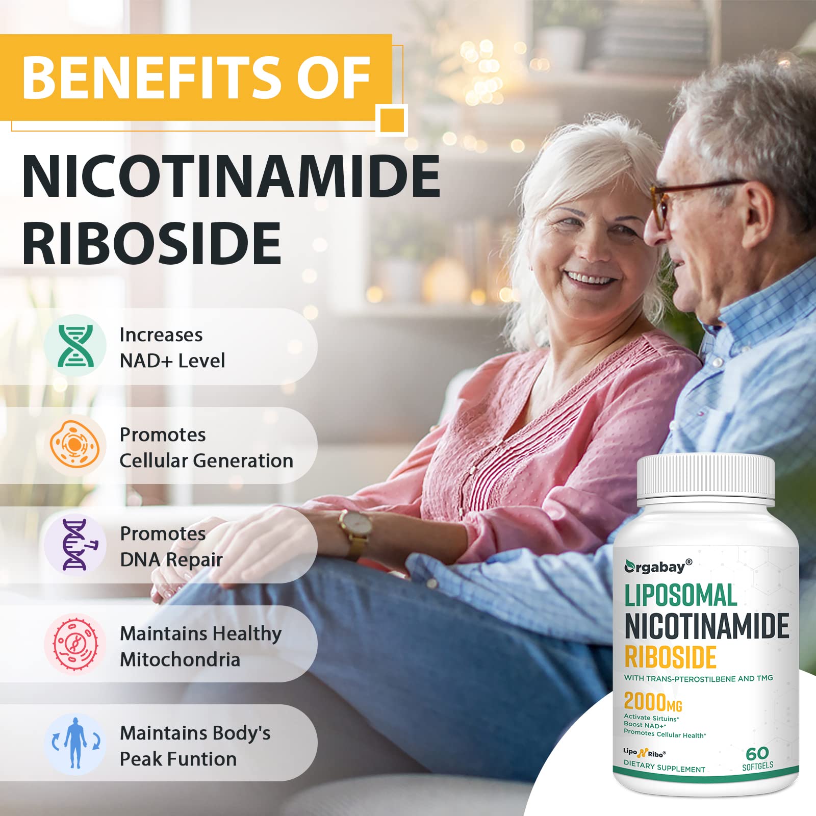 Orgabay Liposomal Nicotinamide Riboside softgel in hand