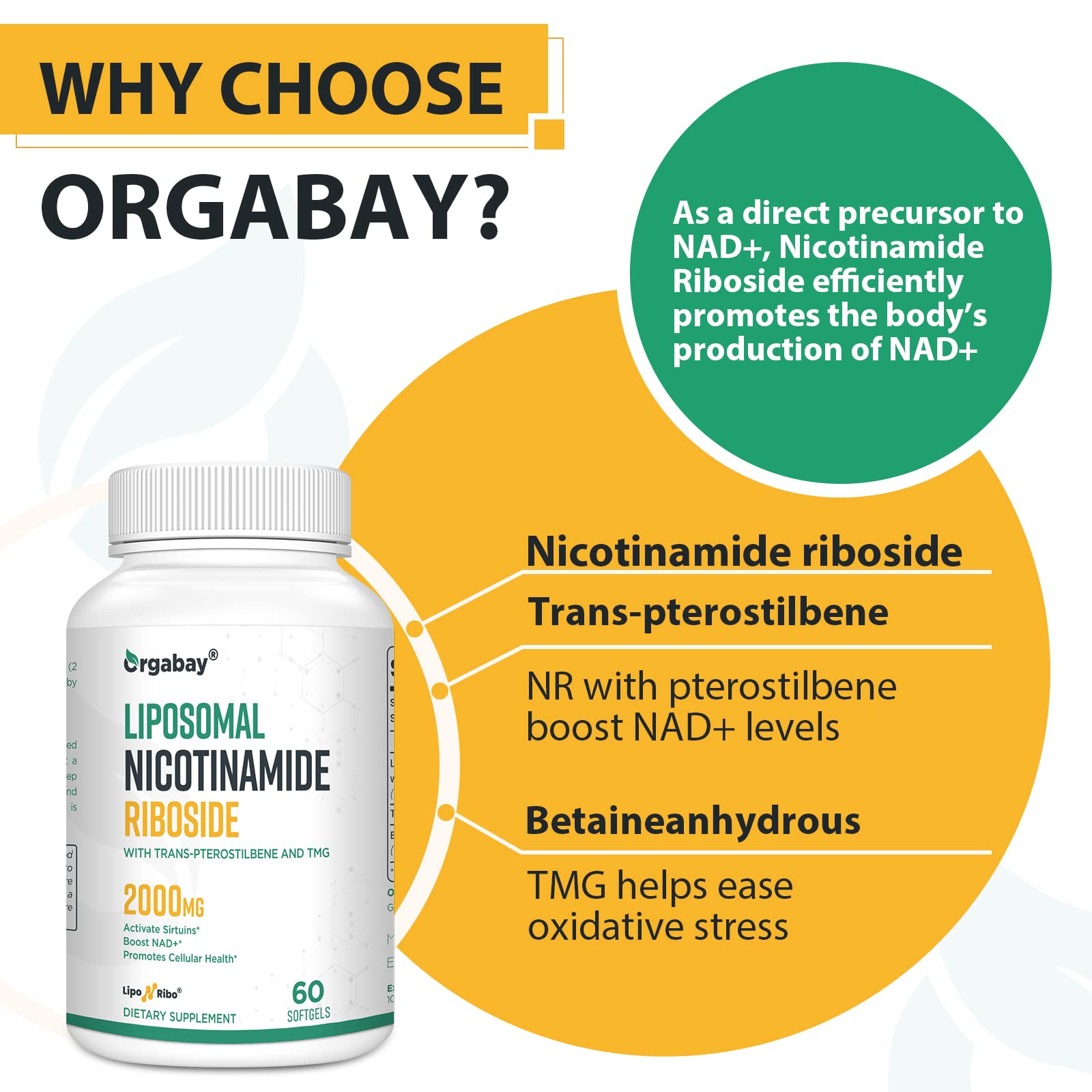 Orgabay Nicotinamide Riboside 1500mg packaging details