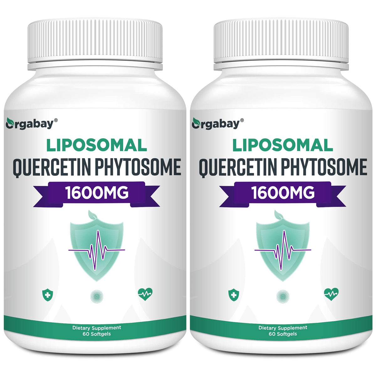 Orgabay Quercetin with Bromelain 1600mg soft gel bottle front view