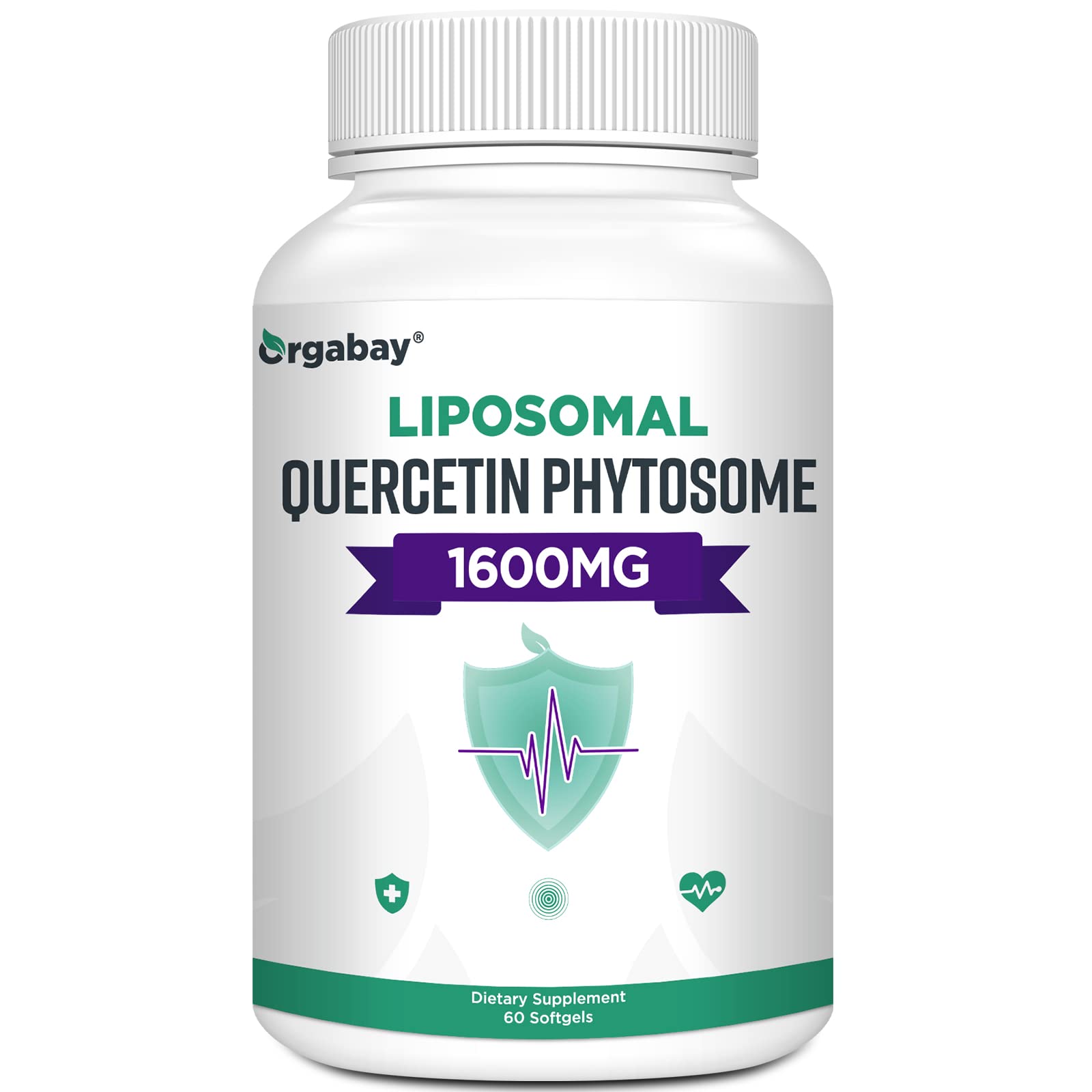 Orgabay Quercetin with Bromelain 1600mg soft gels side view