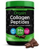 Orgain Collagen Peptides Powder 454g front view with chocolate flavour