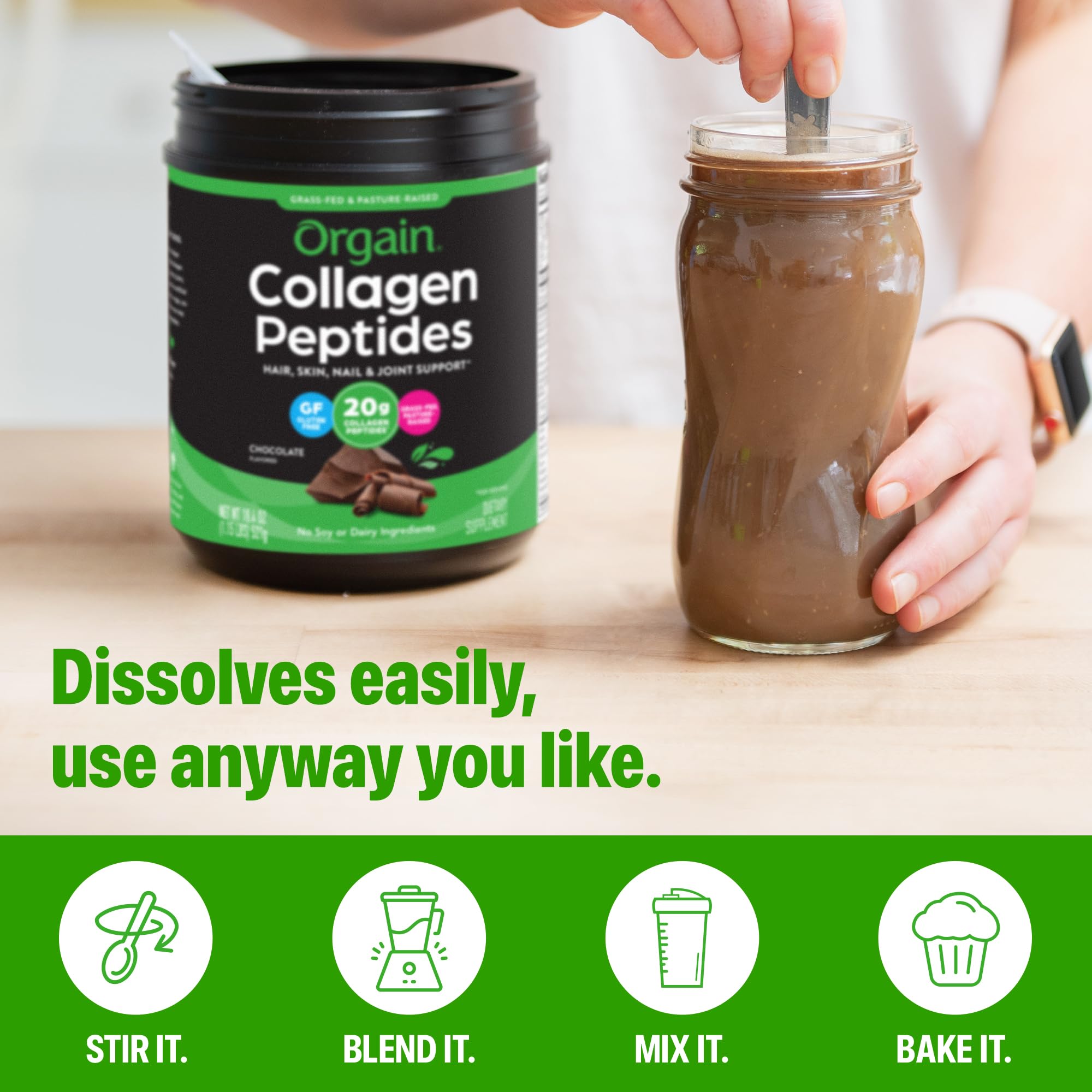 Orgain Collagen Peptides Powder 454g packaging details