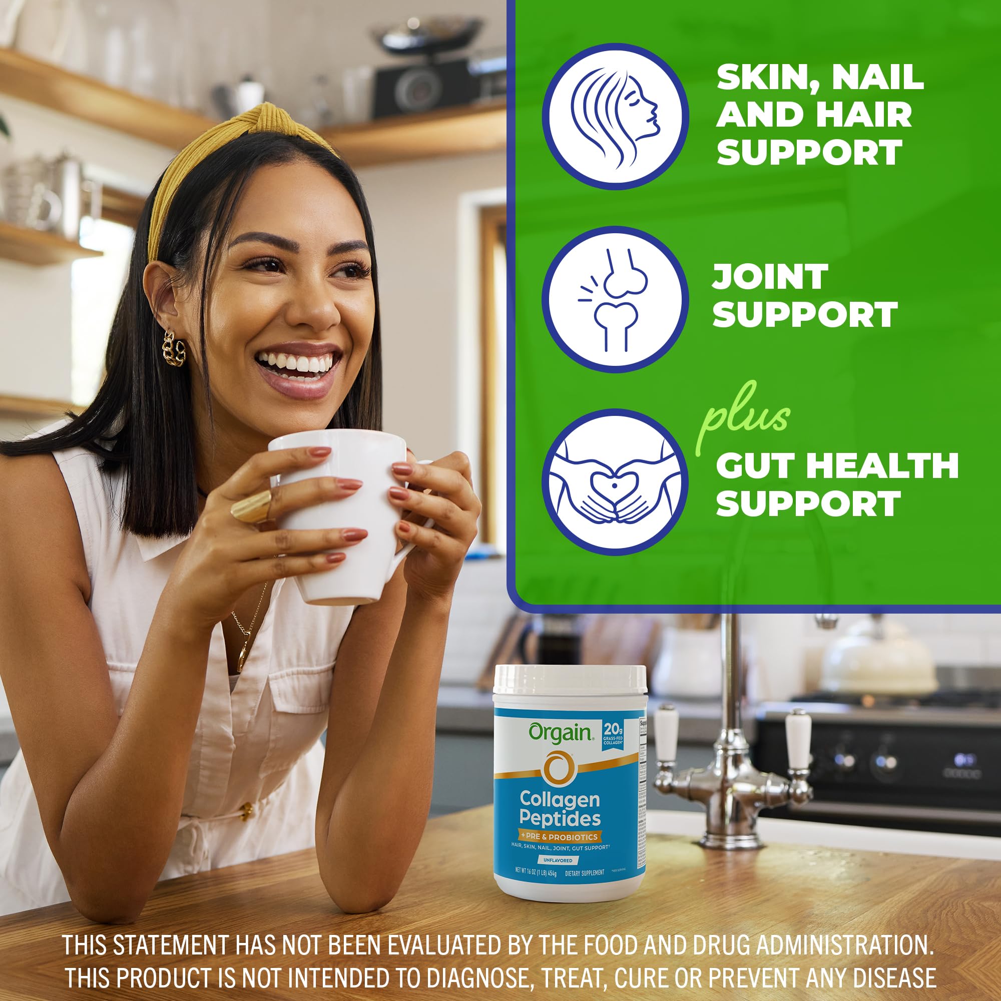 Orgain Collagen Peptides Powder with Pre & Probiotics 454g packaging