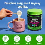 Orgain Collagen + Superfoods powder on a kitchen counter