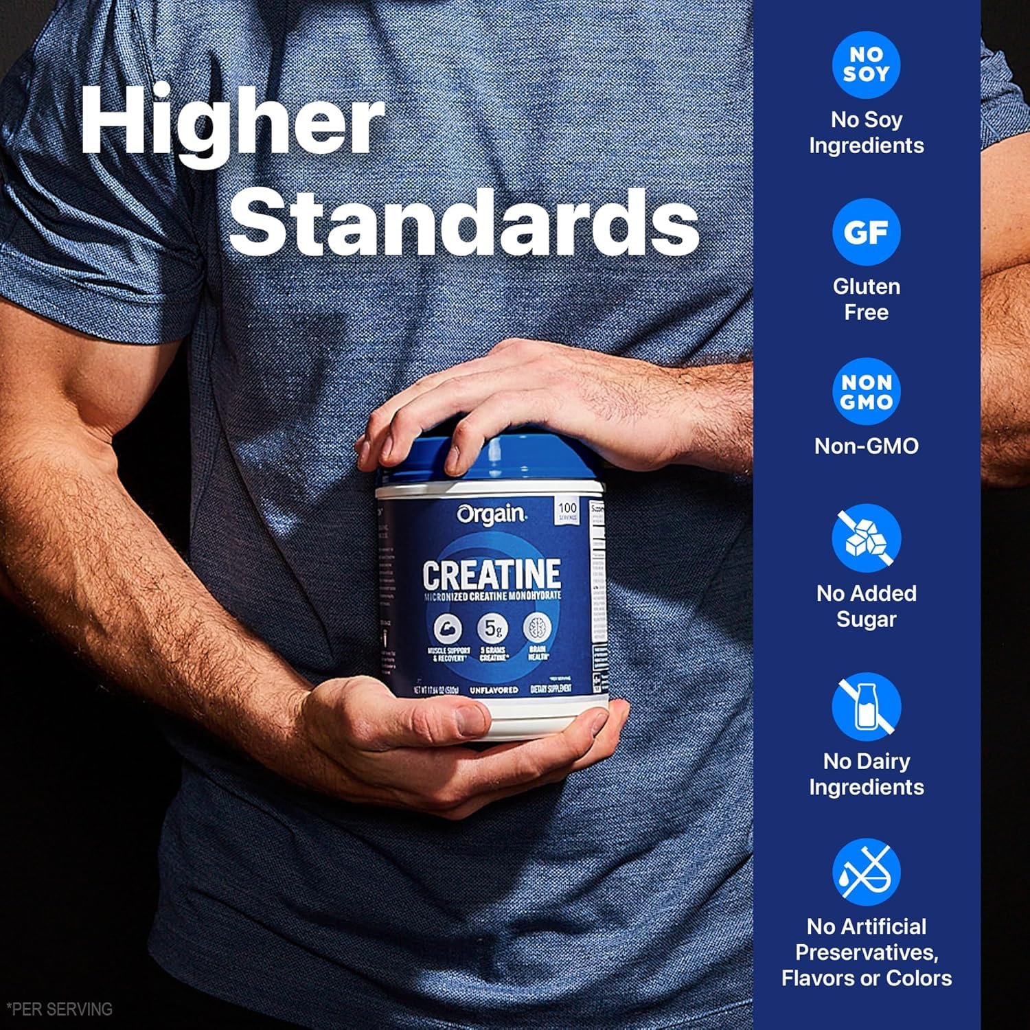 Orgain Creatine Monohydrate product side view